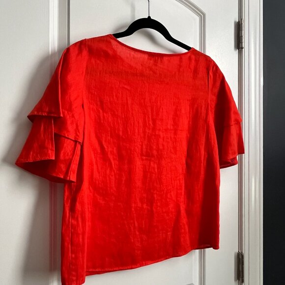 Ruffled sleeve linen top XS - Picture 6 of 8